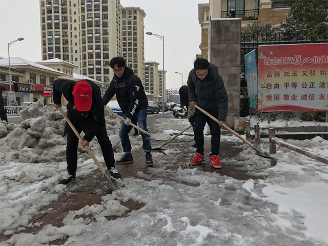 徽园生态相应团市委号召，积极主动参与扫雪除冰行动